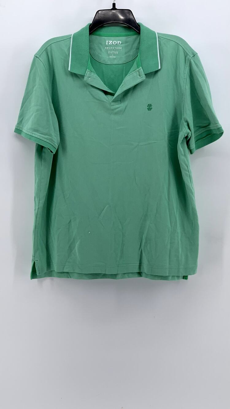 IZOD Men's Green Embroidered Short Sleeve Polo Shirt SZ L